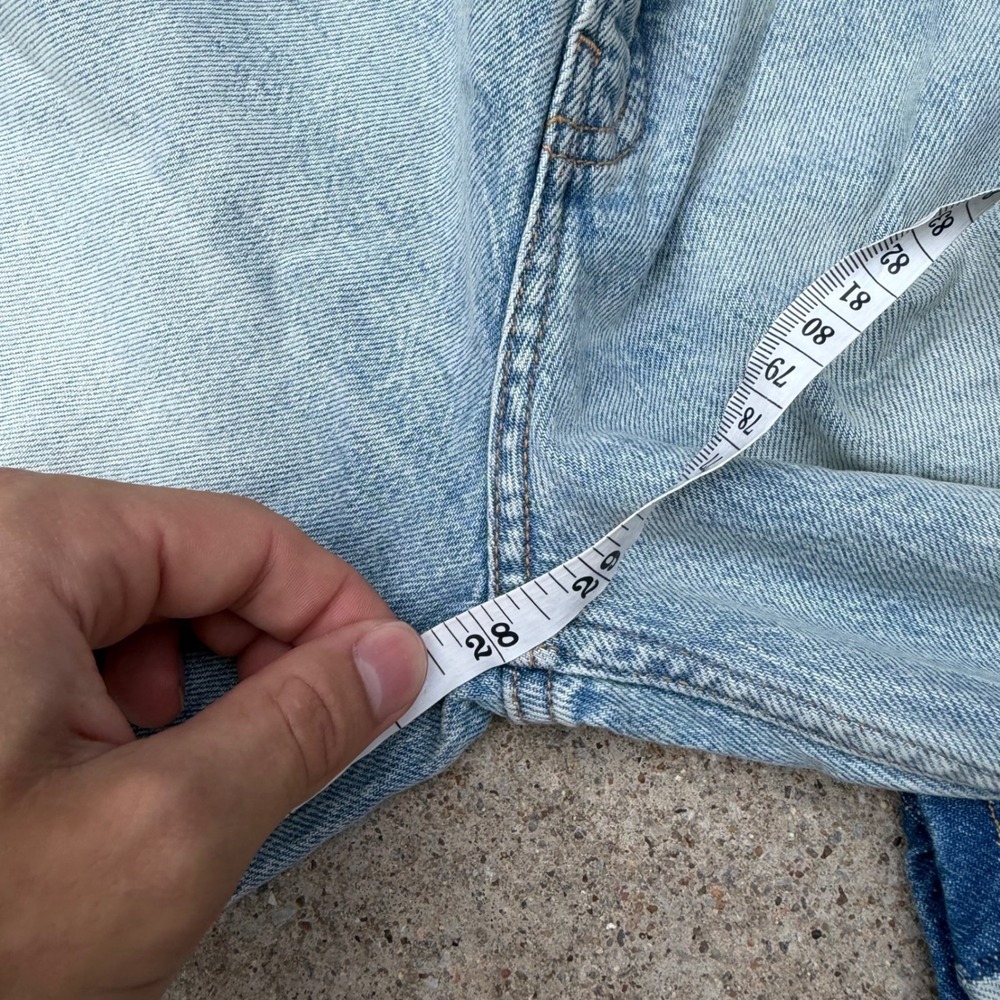 Good American Good Standard Barrel Women 00 Blue Two Tone High Rise Wide Tapered - Picture 12 of 13